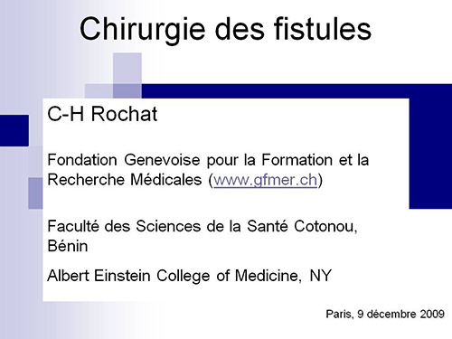 Chirurgie des fistules - Charles-Henry Rochat
