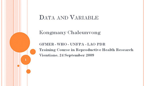 Data and variable - Kongmany Chaleunvong