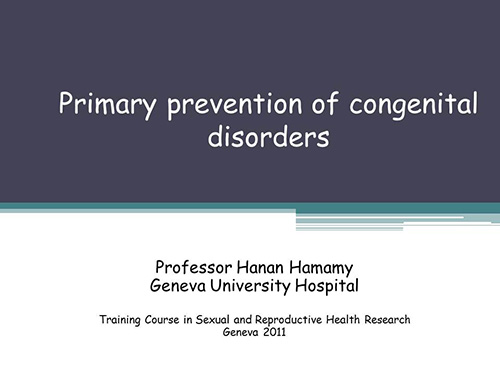 Primary prevention of congenital disorders