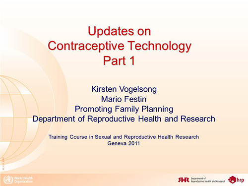 Updates on contraceptive technology. Part 1