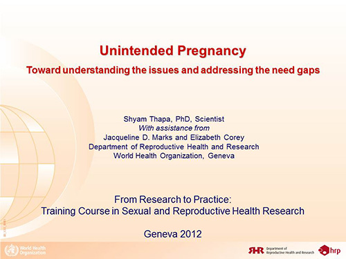 Unintended pregnancy. Toward understanding the issues and addressing the need gaps - Shyam Thapa, Jacqueline Marks, Elizabeth Corey