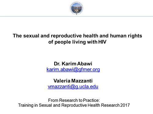 The sexual and reproductive health and human rights of people living with HIV - Karim Abawi, Valeria Mazzanti