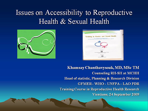 Issues on accessibility to reproductive health and sexual health - Khamsay Chanthavysouk