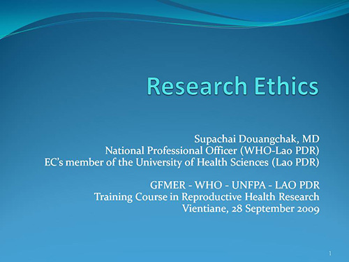 Research ethics - Supachai Douangchak