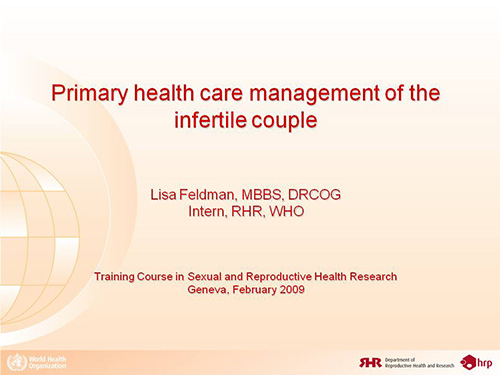 Primary health care management of the infertile couple - Lisa Feldman