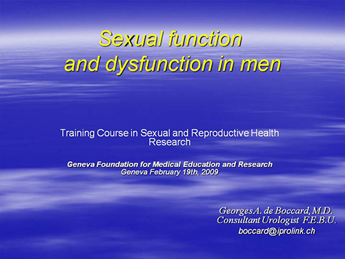 Sexual function and dysfunction in men - Georges Antoine de Boccard