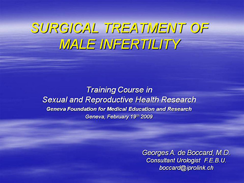 Surgical treatment of male infertility - Georges Antoine de Boccard