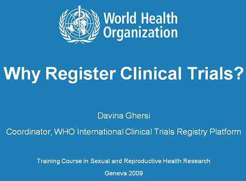 Why register clinical trials? - Davina Ghersi