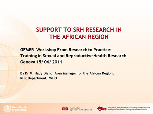 Support to SRH research in the African region - Hady Diallo