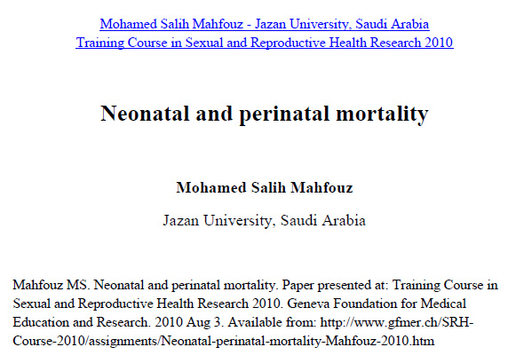 Neonatal and perinatal mortality - Mohamed Salih Mahfouz