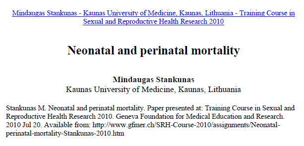 Neonatal and perinatal mortality - Mindaugas Stankunas
