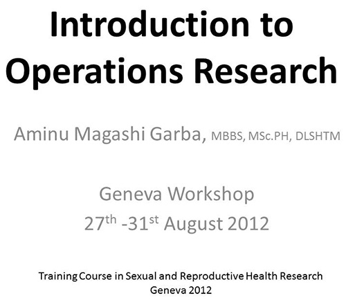 Introduction to operations research - Aminu Magashi Garba