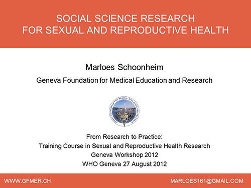Social science research for sexual and reproductive health - Marloes Schoonheim