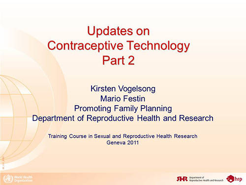 Updates on contraceptive technology. Part 2
