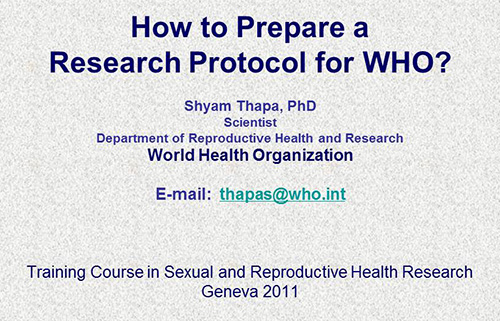 How to prepare a research protocol for WHO? - Shyam Thapa