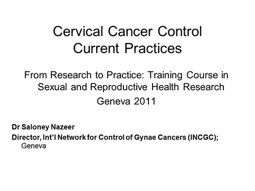 Cervical cancer control: current practices - Saloney Nazeer