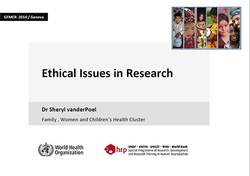 Ethical issues in research - Sheryl van der Poel