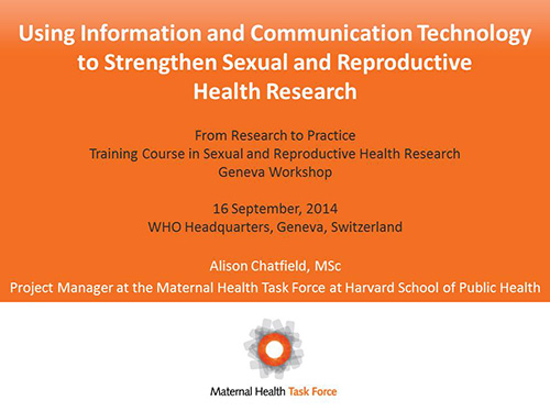Using information and communication technologies to improve sexual and reproductive health research - Alison Chatfield