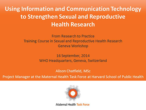 Using information and communication technologies to improve sexual and reproductive health research - Alison Chatfield