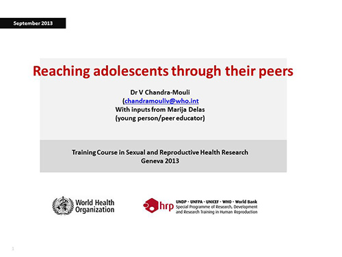 Reaching adolescents through their peers - Venkatraman Chandra-Mouli