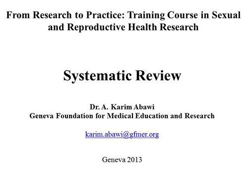 Systematic review - Karim Abawi
