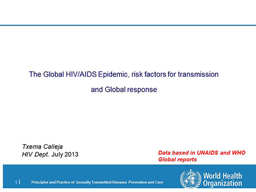 The global HIV/AIDS epidemic, risk factors for transmission and global response - Txema Calleja