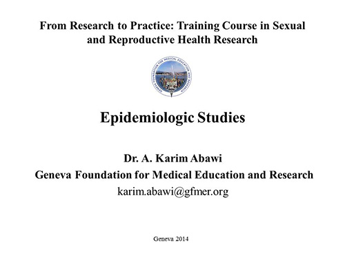 Epidemiologic studies - Karim Abawi