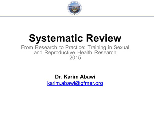 Systematic review - Karim Abawi