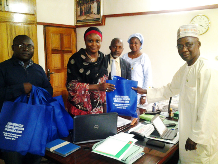Handing over of Gift Bags for NMA executives to National Chairman Prof Ogirima
