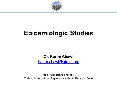 Epidemiologic studies - Karim Abawi