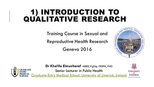 Introduction to qualitative research - Khalifa Elmusharaf