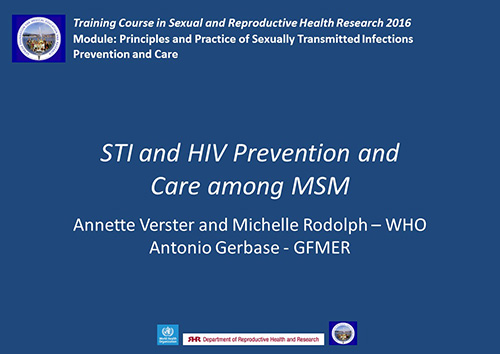 STI and HIV prevention and care among MSM - Annette Verster, Michelle Rodolph, Antonio Gerbase