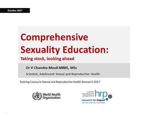 Comprehensive sexuality education: Taking stock, looking ahead - Venkatraman Chandra-Mouli