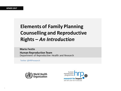 Elements of family planning counselling and reproductive rights – An introduction - Mario Festin
