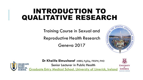 Introduction to qualitative research - Khalifa Elmusharaf
