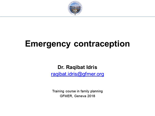 Emergency contraception - Raqibat Idris