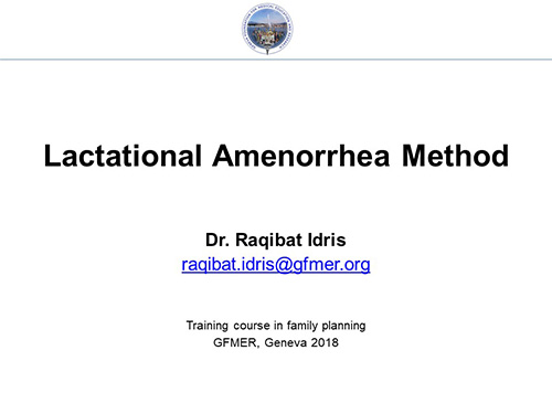 Lactational amenorrhea method - Raqibat Idris