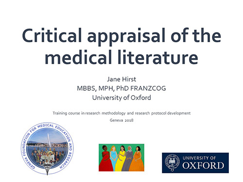 Critical appraisal of the medical literature - Jane Hirst