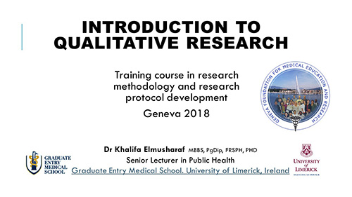 Introduction to qualitative research - Khalifa Elmusharaf