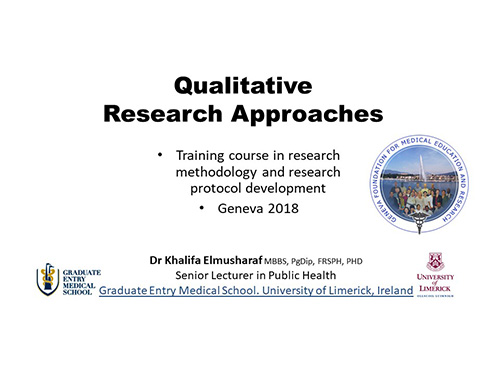 Qualitative research approaches - Khalifa Elmusharaf