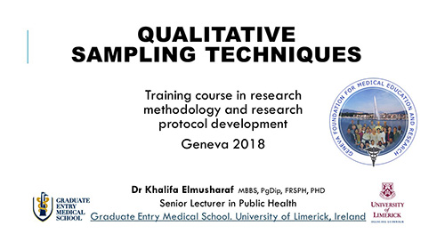 Qualitative sampling techniques - Khalifa Elmusharaf