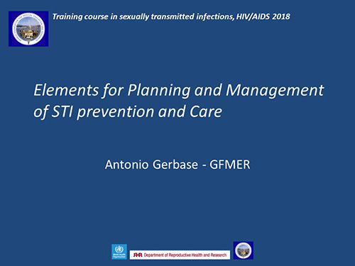 Elements for planning and management of STI prevention and care - Antonio Gerbase