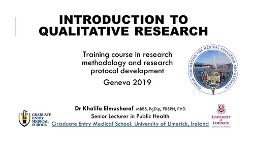 Introduction to qualitative research - Khalifa Elmusharaf