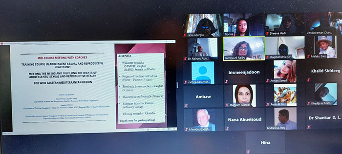 Mid-course meeting with coaches of the GFMER training course in adolescent sexual and reproductive health 2021 for WHO Eastern Mediterranean Region - Fionna Poon