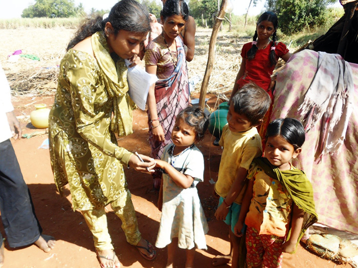 Dr. Nazia Shekhaji working as WHO External Monitor with the National Polio Surveillance Project in Gadag district, Karnataka, India