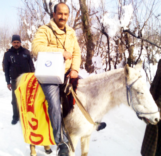 Pulse polio immunization in the outskirts of Shopian, Kashmir Province, India - Syed Manzoor Kadri